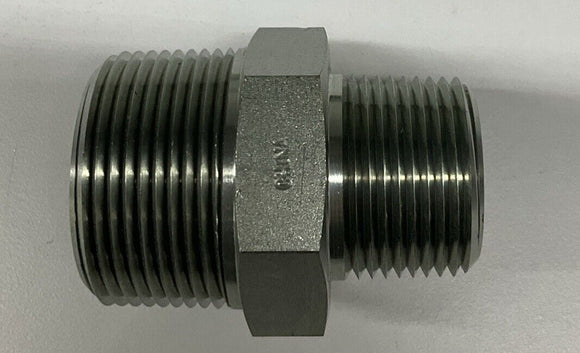 Parker 1-1/4x1 FF-S Hex Pipe Nipple 1"x1-1/4" Male NPT