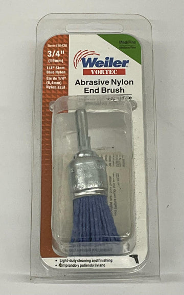 Weiler 36426 Vortec Abrasive Nylon End Brush 3/4" 4500 RPM 1/4" Stem