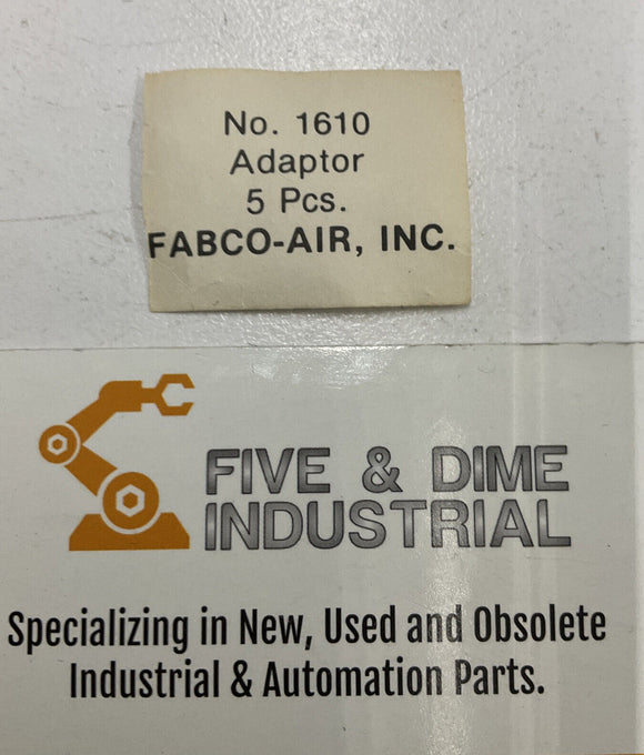 Fabco Air Fittings 1610 Reducer 1/8 Npt to 10/32. 5 Pack