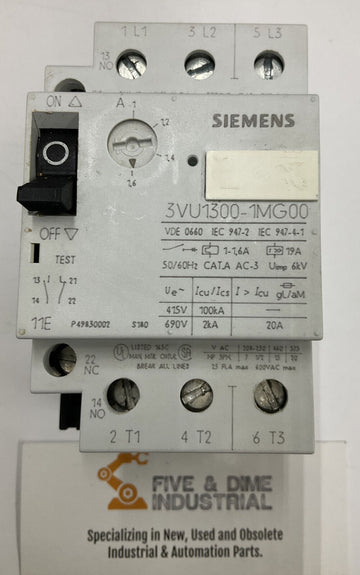 Siemens 3VU1300-1MG00 Circuit Breaker 1-16A - 0
