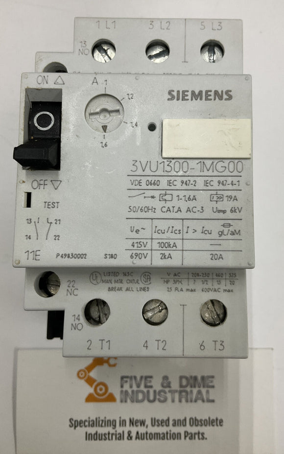 Siemens 3VU1300-1MG00 Circuit Breaker 1-16A