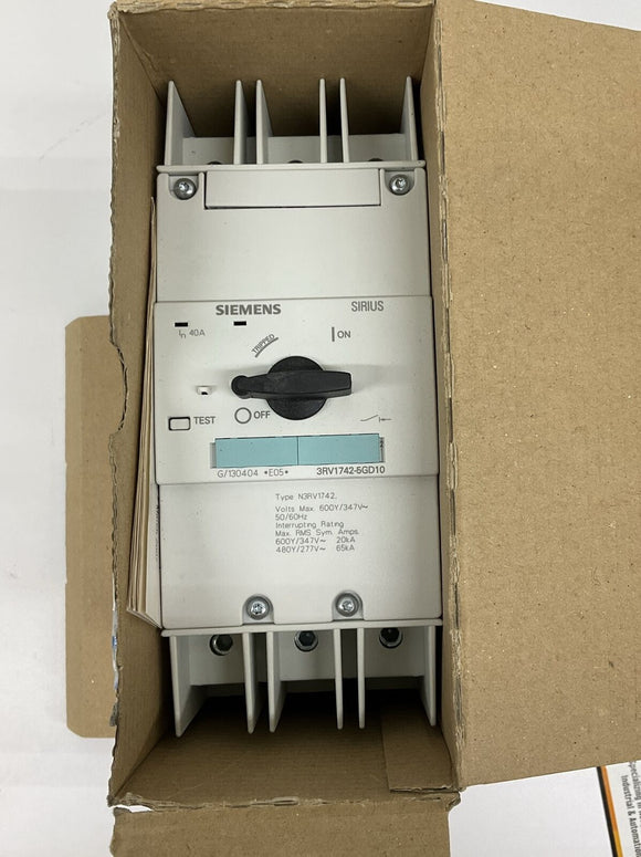Siemens 3RV1742-5GD10 Motor Protector Circuit Breaker 40A