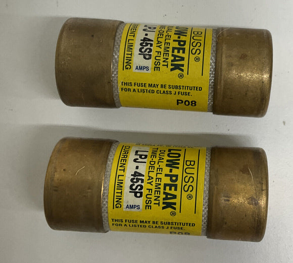 Bussmann Low-Peak LPJ-45SP Time-Delay Fuses 45 Amp Lot of 2