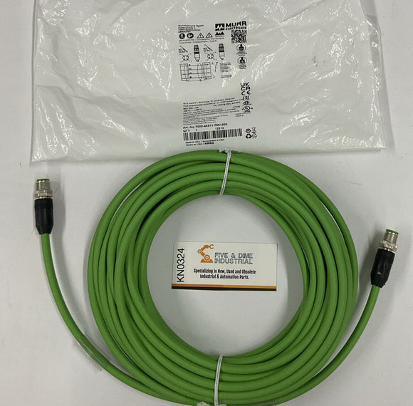 Murr 7000-44511-7961200 M12, Male/Male, 4-Pin, 12 Meters Ethernet Cable