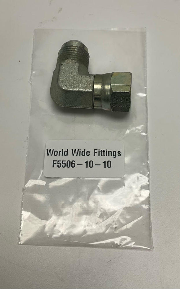 World Wide Fittings  F5506-10-10  90° Swivel Elbow  37° JIC Hydraulic fitting