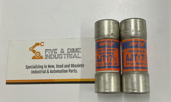 Amp Trap AJT17-1/2 Lot of 2  Dual Element Time Delay Fuse 600V 17.5A