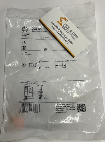 IFM Efector OGS-OOKG/US/90° / OG5129 Sensor 10-30 VDC 9M