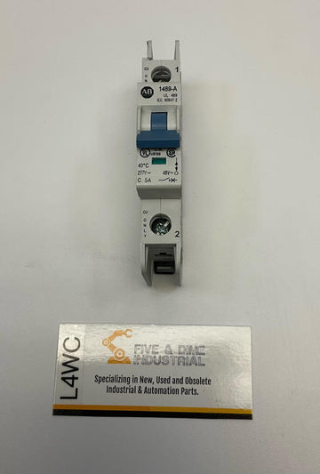 Allen Bradley  1489-A1C050 Circuit Breaker 5-Amp Din Mount  277 VAC 48 VDC