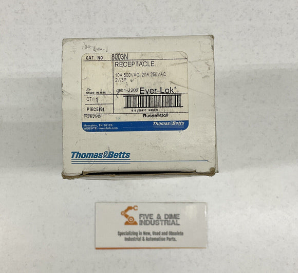 Thomas and Betts  8003N 250/600V 10/20 Amps Ever LOK Receptacle