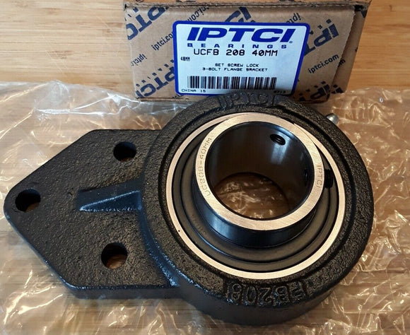 Iptci UCFB 208 40mm Diameter 3-Bolt Flange Bracket Unit