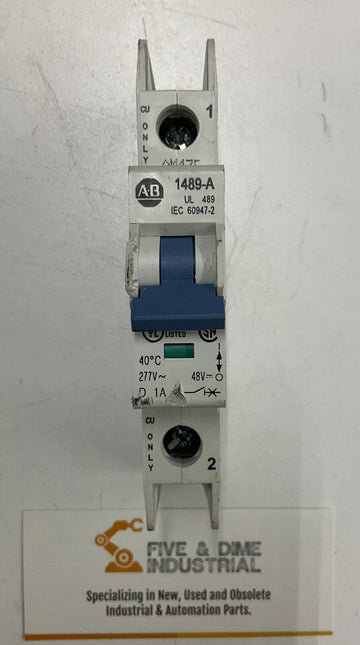 Allen Bradley 1489-A1D010 Circuit Breaker Ser. A 1-Pole 1A 277V - 0
