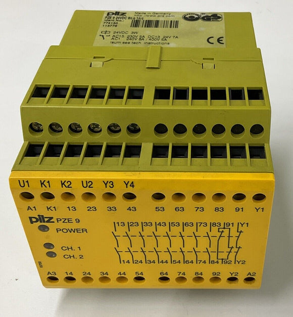 Pilz pze 9 24 vdc 8n/o 1n/c  774150 Safety Relay 24 vdc