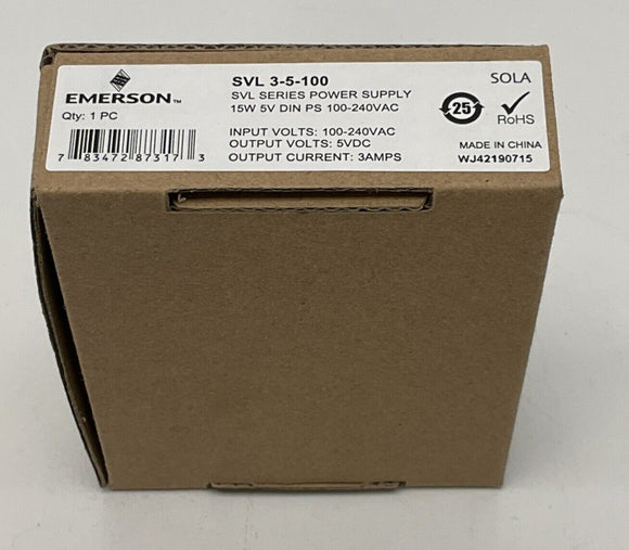 Emerson SVL 3-5-100 Power Supply 15W 5V Din 100-240 VAC