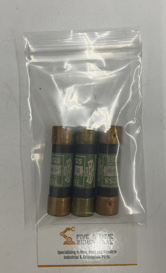 Bussmann NON-50 Dual Element Time Delay 50A 250V. Lot of 3