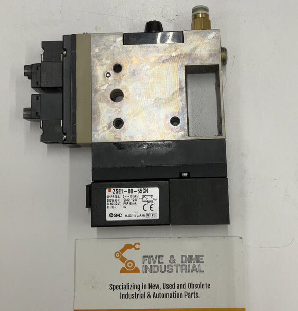 SMC NZM103HT-K5LZ-E55CL Vacuum Generator w/ Solenoid Valve ZSE1-00-55CN