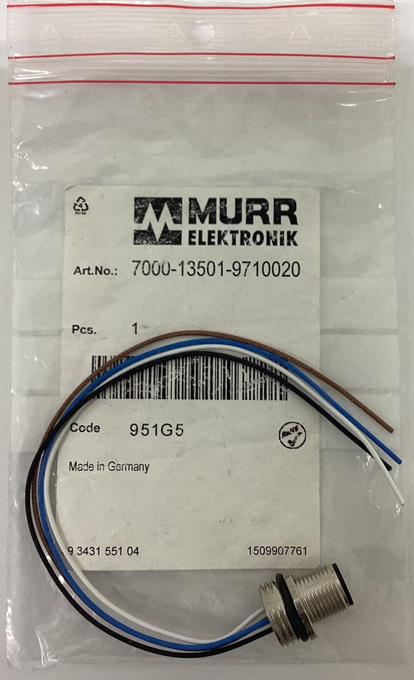 Murr Elektronik  7000-13501-9710020 M12 4-Wire Male Receptacle Front Mt.