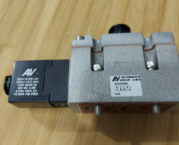 Automatic Valve 407B43S3S3 Solenoid w/ A6880-120 Base Manifold