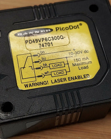 Banner PD49VP6C300Q-74701 Open Laser Enable 5 PIN 12 Inch  Conv - 0