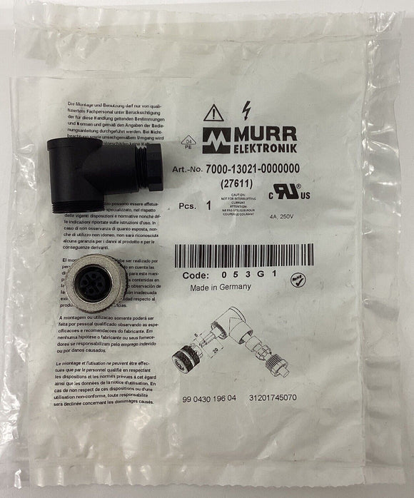 Murr 7000-13021-0000000 Field Connector 90 Degree 4-Pole Female
