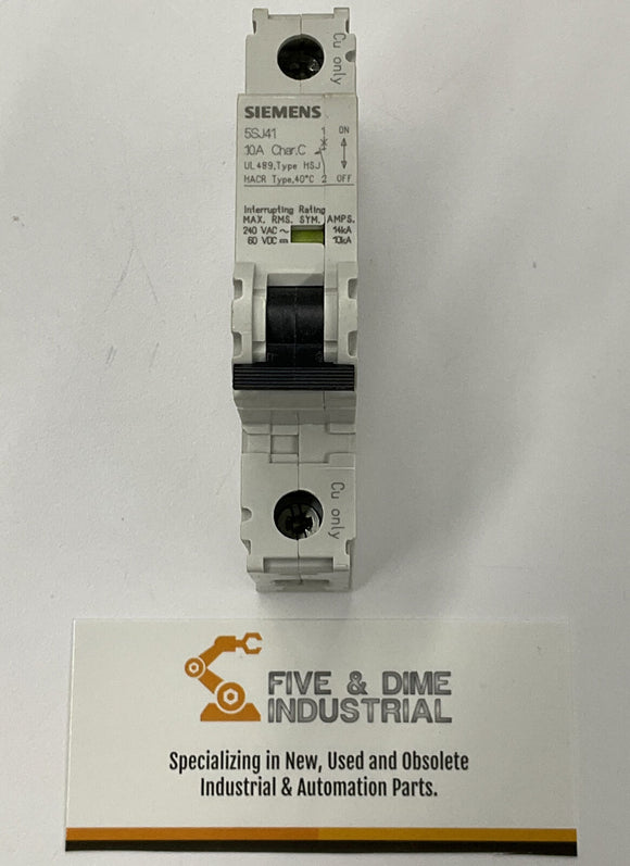 Siemens New 5SJ4110-7HG40 10 Amp Type HSJ Circuit Breaker Din Mount