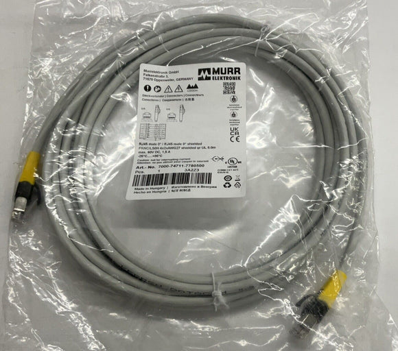 Murr 7000-74711-7780500 Gigabit Shielded RJ45 Male/Male 5-Meter Cable