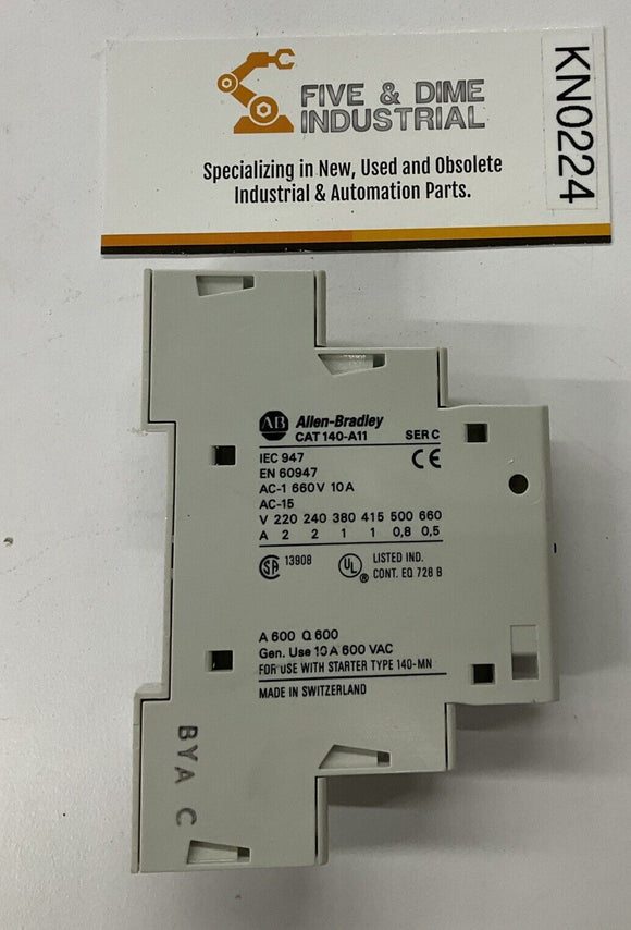 Allen Bradley 140-A11 Auxiliary Contactor 1-N0 1-NC