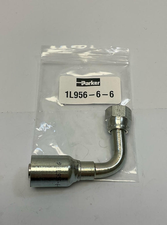 Parker 1L956-6-6  3/8" ID Hose Crimp x 9/16-18" Female JIC Swivel Fitting