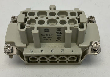 Harting 10 E-BU-S HAN Female Connector, 10 Pole, 10 Pin, Screw Terminal - 0