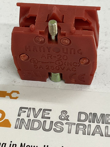 Hanyoung AR-20 Red Push Button Contact Block 5A 250VAC NC - 0