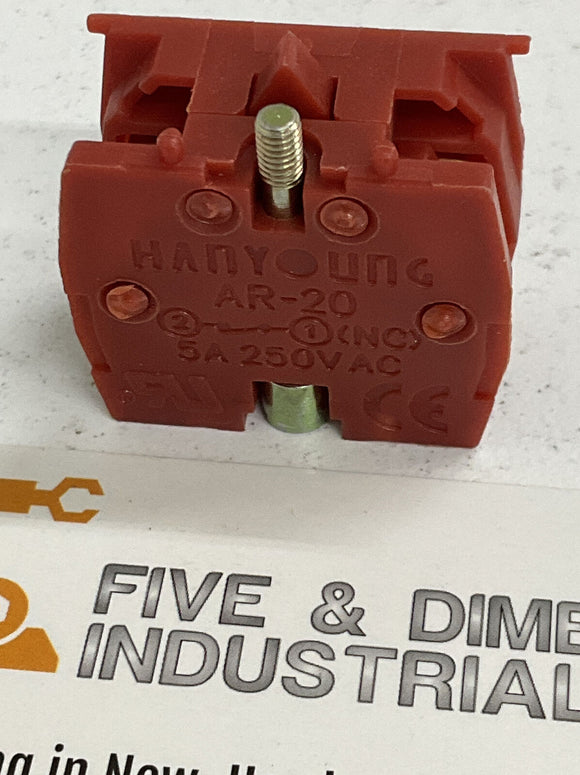 Hanyoung AR-20 Red Push Button Contact Block 5A 250VAC NC