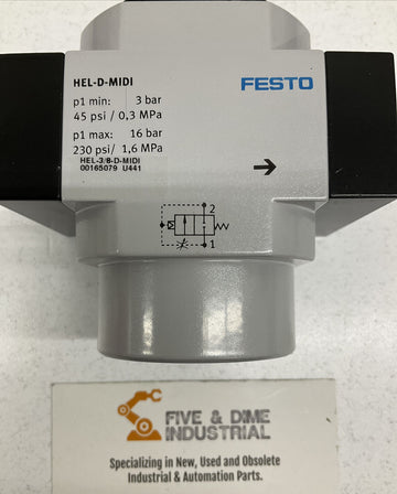 Festo HEL-3/8 D Midi On Off Valve 3-16 bar 45-230 PSI - 0