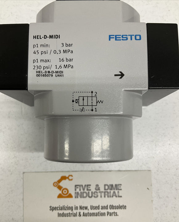 Festo HEL-3/8 D Midi On Off Valve 3-16 bar 45-230 PSI