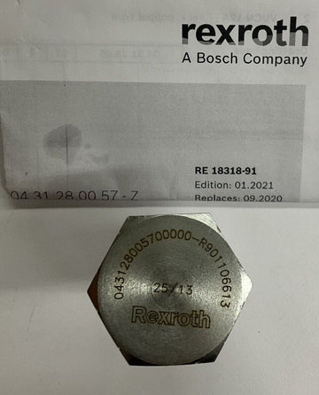 Rexroth R901106613 Poppet Check Valve Size 12, 15 PSI Cracking Pressure