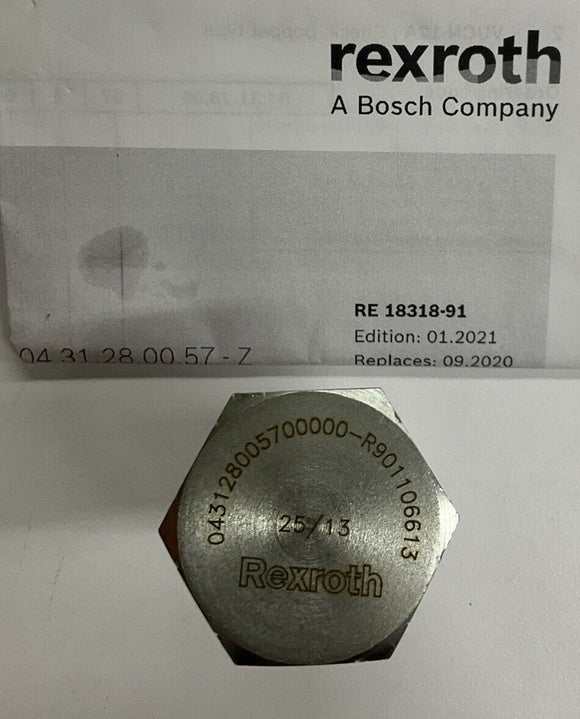 Rexroth R901106613 Poppet Check Valve Size 12, 15 PSI Cracking Pressure