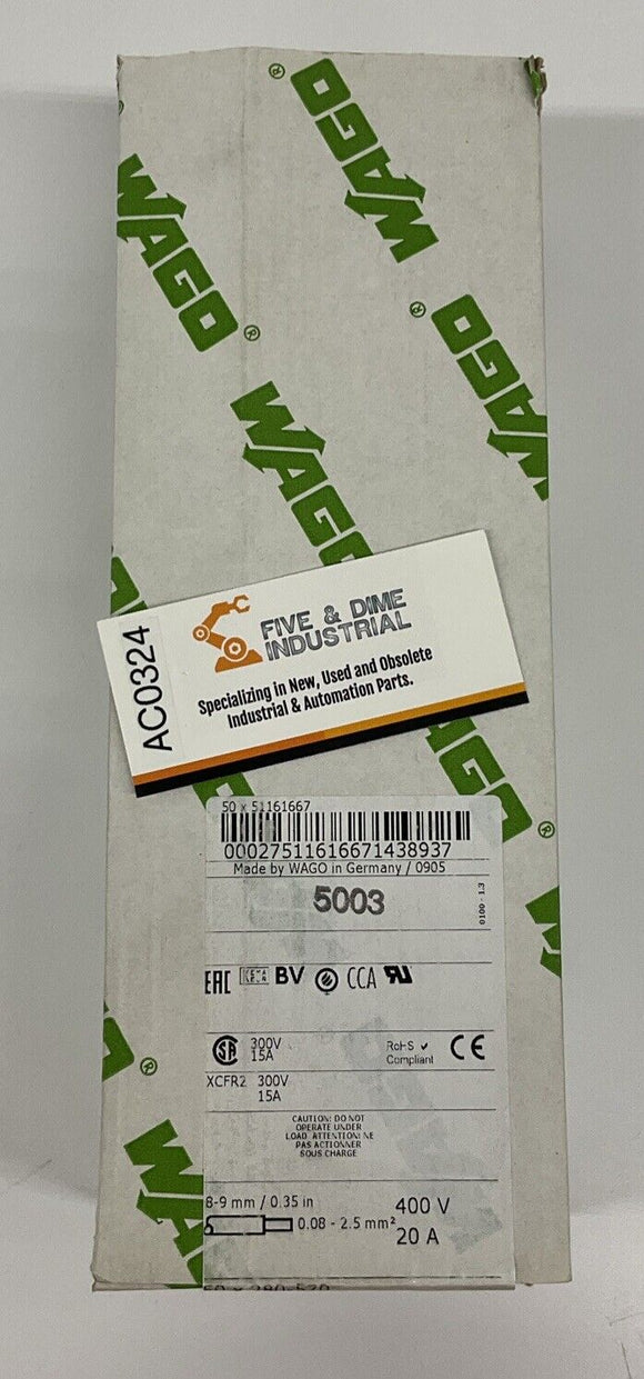 Wago 580-570 4-Wire Sensor Terminal Blocks DIN Mount, Box of 50