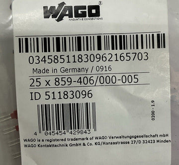 Wago 859-406/000-005 Push-in Type Jumper Bar 6-Pin Lot of 25 - 0