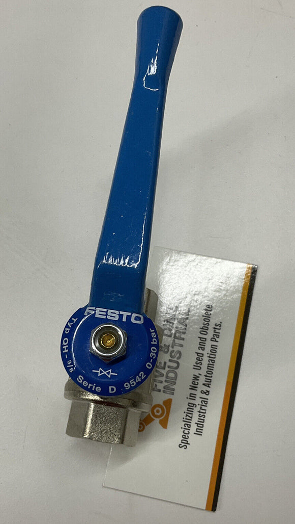 Festo 9542 Type QH-3/8  Stainless Ball Valve 0-30 Bar
