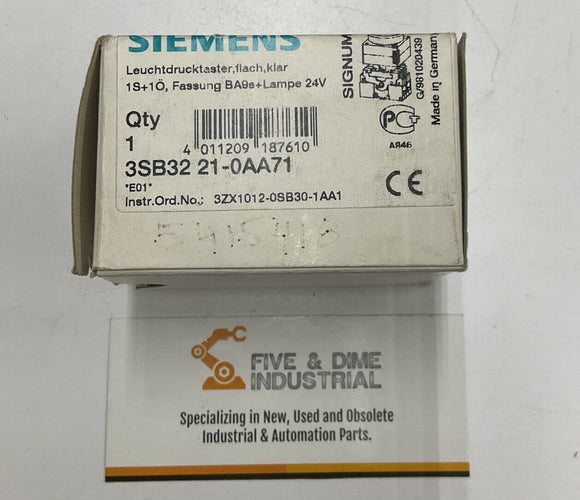 Siemens 3SB3221-0AA71 Clear Flat Push Button NO / NC
