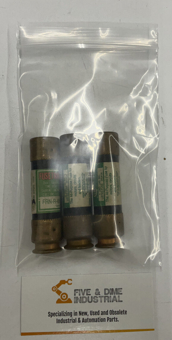 Bussmann Fusetron FRN-R-40 Dual Element Time Delay 40A 250V. Lot of 3