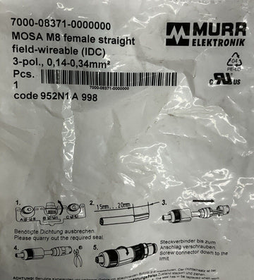 Murr 7000-08371-0000000 Mosa M8, Female 3-Pole Field Connector - 0