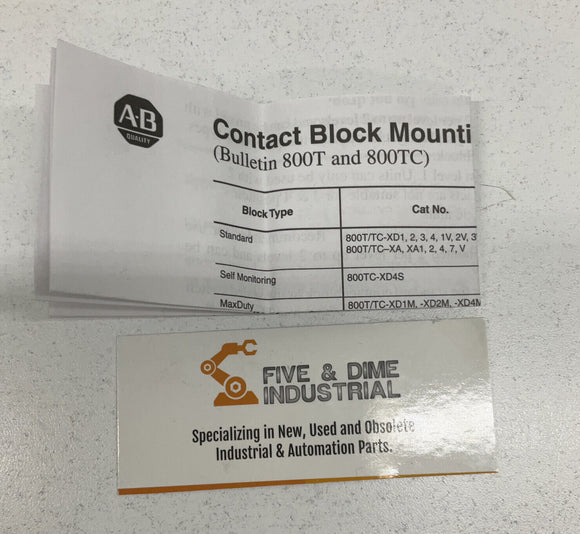 Allen Bradley 800T-XD1 Ser. D Contact Block