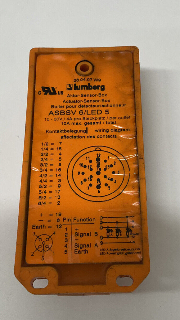 Lumberg Automation ASBSV 6/LED5 Actuator Sensor Box 6 Point