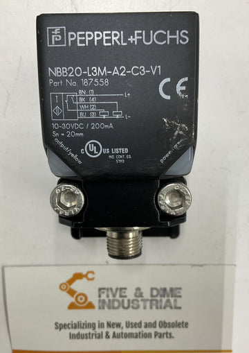 Pepperl Fuchs 18755B Inductive Sensor NBB20-L3M-A2-C3-V1  10-30 VDC - 0