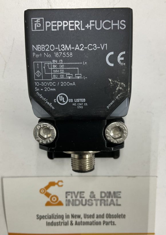 Pepperl Fuchs 18755B Inductive Sensor NBB20-L3M-A2-C3-V1  10-30 VDC