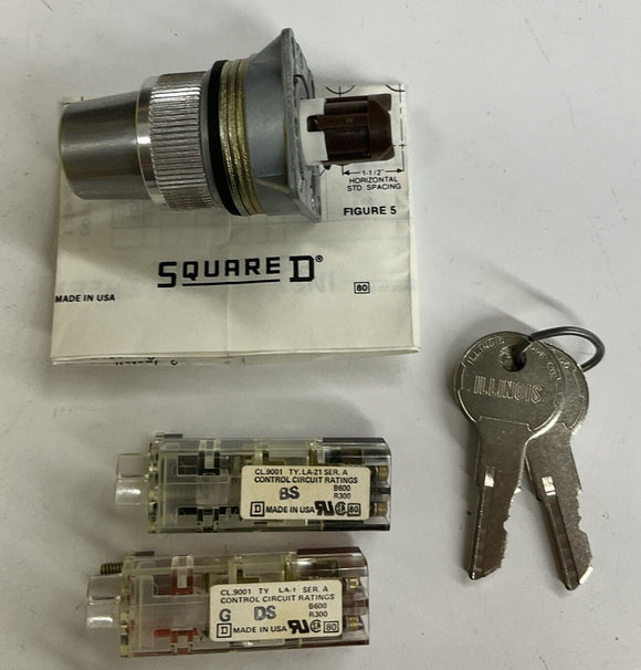 Square D 9001-LRSA-2K3-W5 2 Position Oil Tight Key Operated Switch