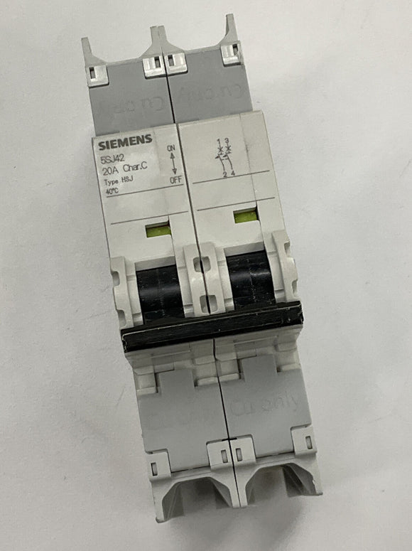 Siemens 5SJ4220-7HG41 Circuit Breaker 2 Pole 20A 2-Pole Din Mount