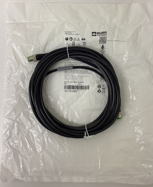 Murr 7000-40021-6140700 M12, 4-Wire Male/Female Cable 7M