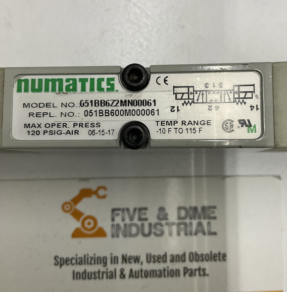 Numatics 651BB6Z2MN00061 Solenoid Pneumatic Valve 120PSIG-Air