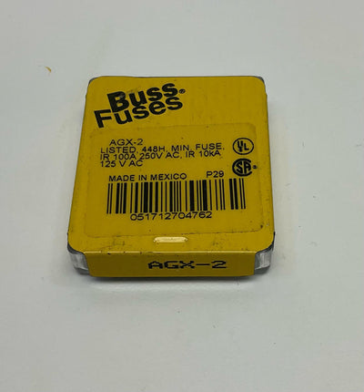 Cooper Bussmann  AGX-2 Glass Fuses 125/250 VAC 2-Amp 5-Pack - 0
