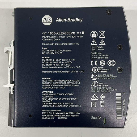 Allen Bradley 1606-XLE480EPC Conformal Coated Power Supply 1-Phase
